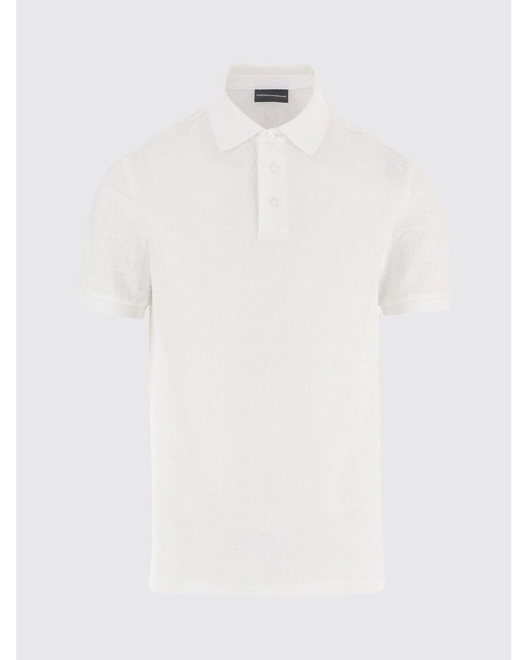 Emporio Armani White Short-Sleeved Cotton Piqué Polo Shirt for men