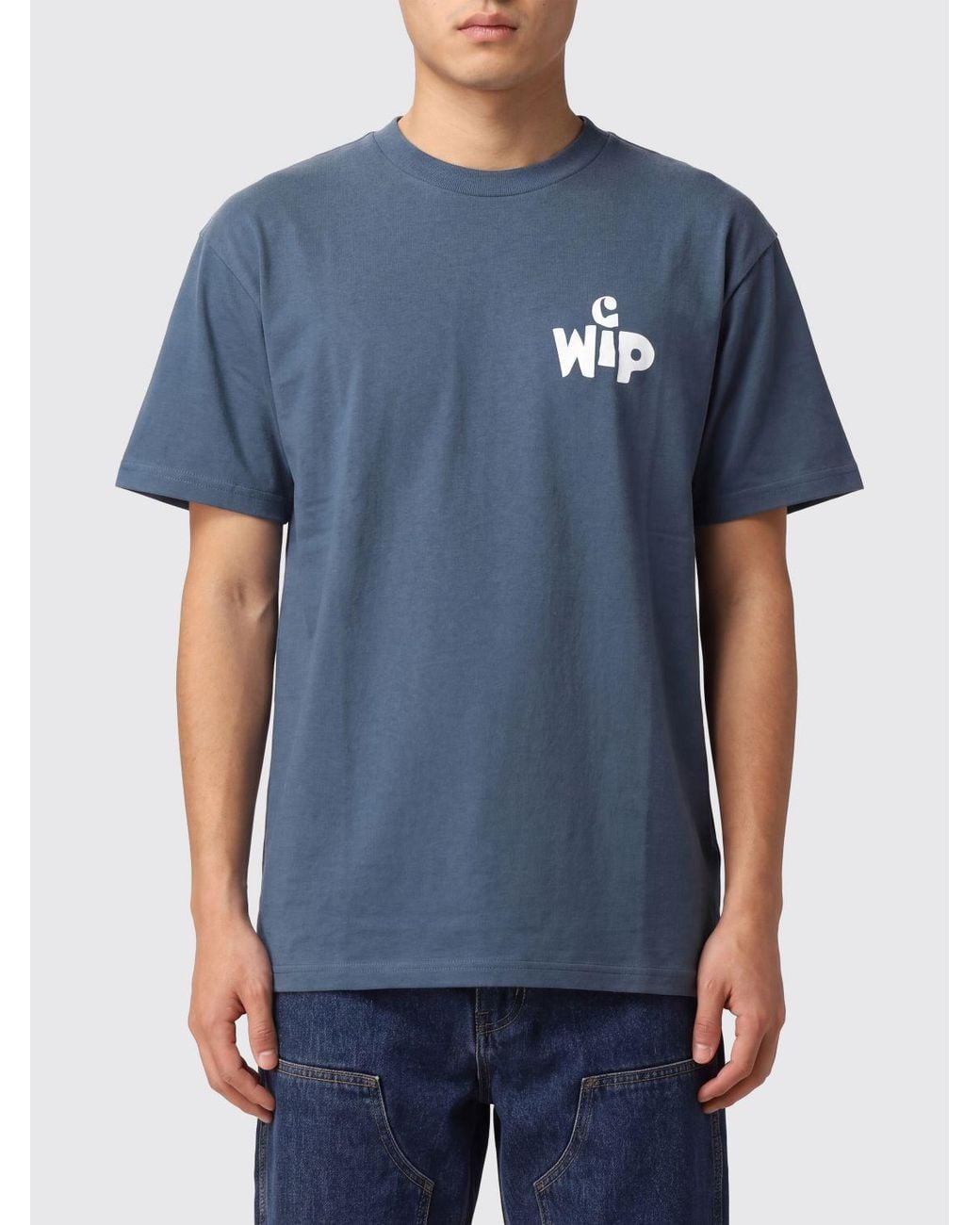 Carhartt Blue Organic Cotton T-Shirt With Graphic And Slogan Print for men