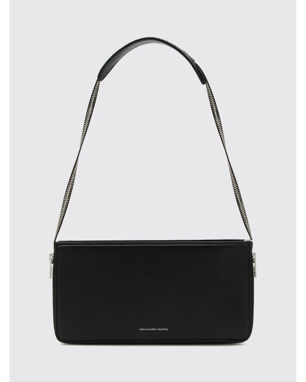 Alexander Wang Black Siren Mini Leather Shoulder Bag With Flat Handle And Zip Closure