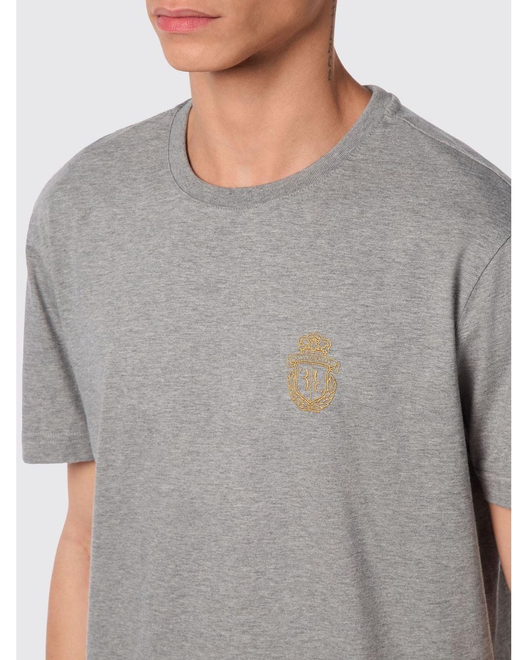 Billionaire Gray Cotton T-Shirt With Emblem for men