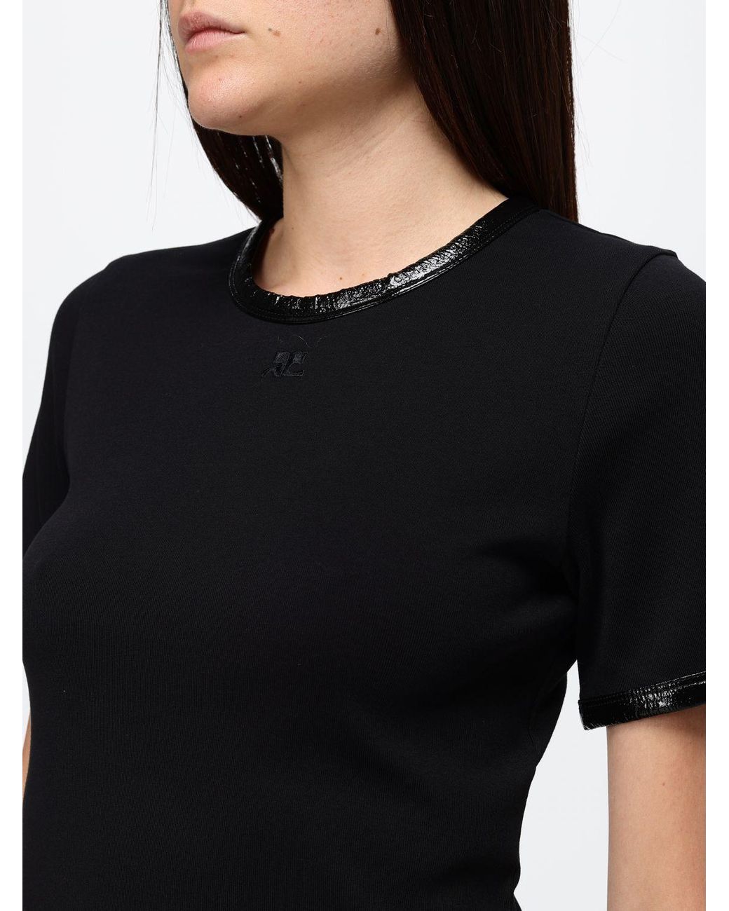 Courreges Black CourrÈ Ges Short-Sleeved Jersey Crewneck T-Shirt