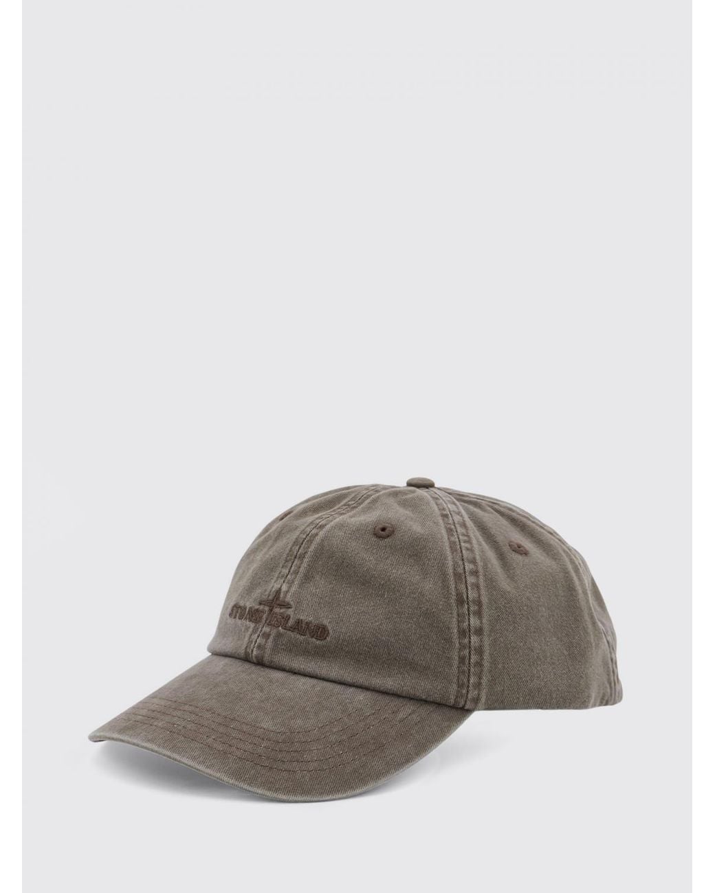 Stone Island Gray Embroidered Logo Cotton Baseball Cap for men