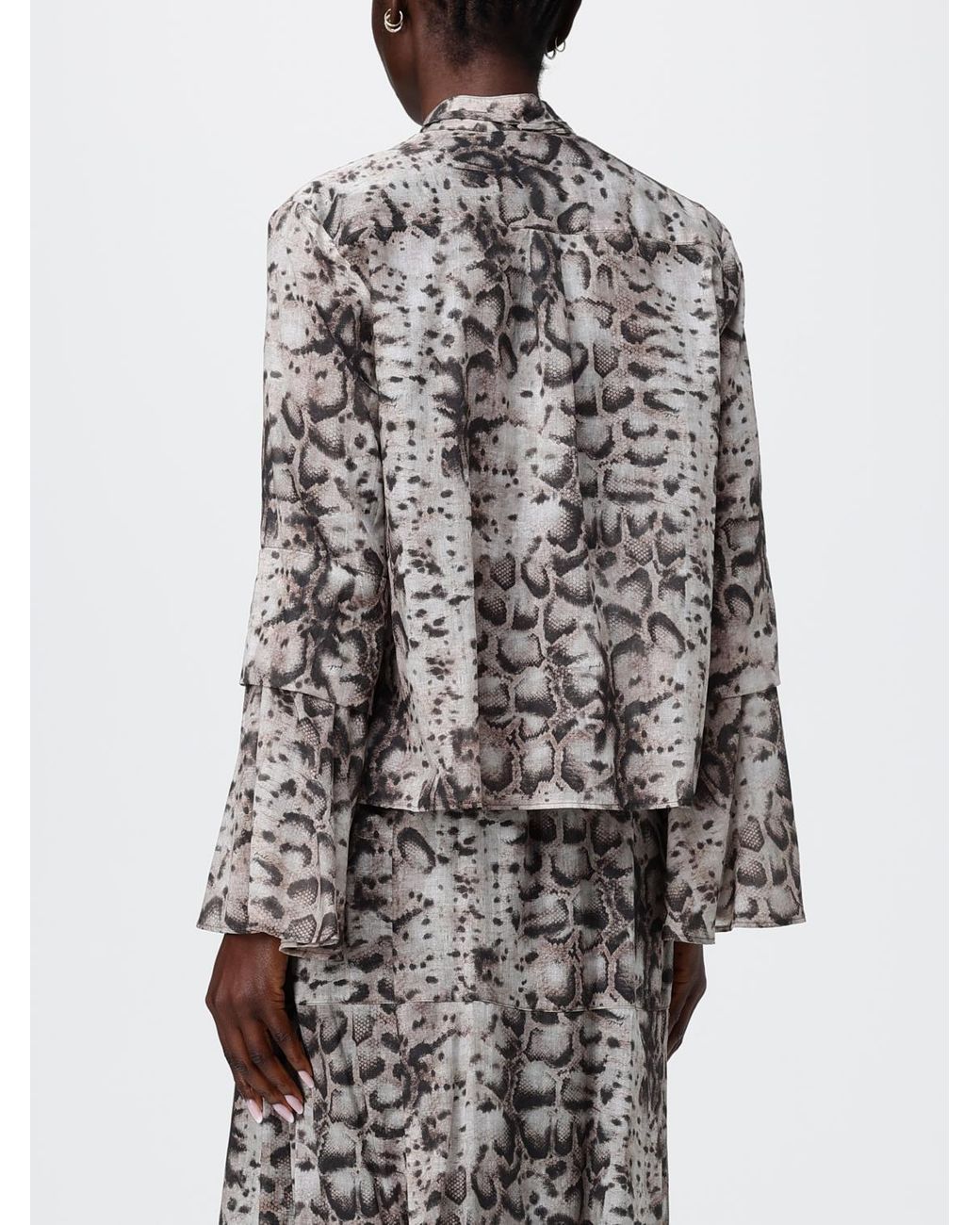 Pinko Gray Crepe Shirt With Snake Print