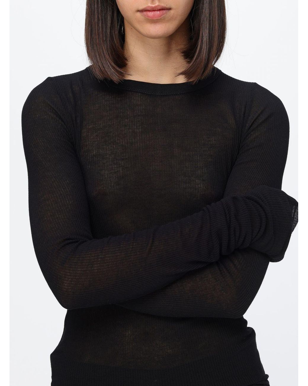 Rick Owens Black Slim Fit Long-Sleeved Top