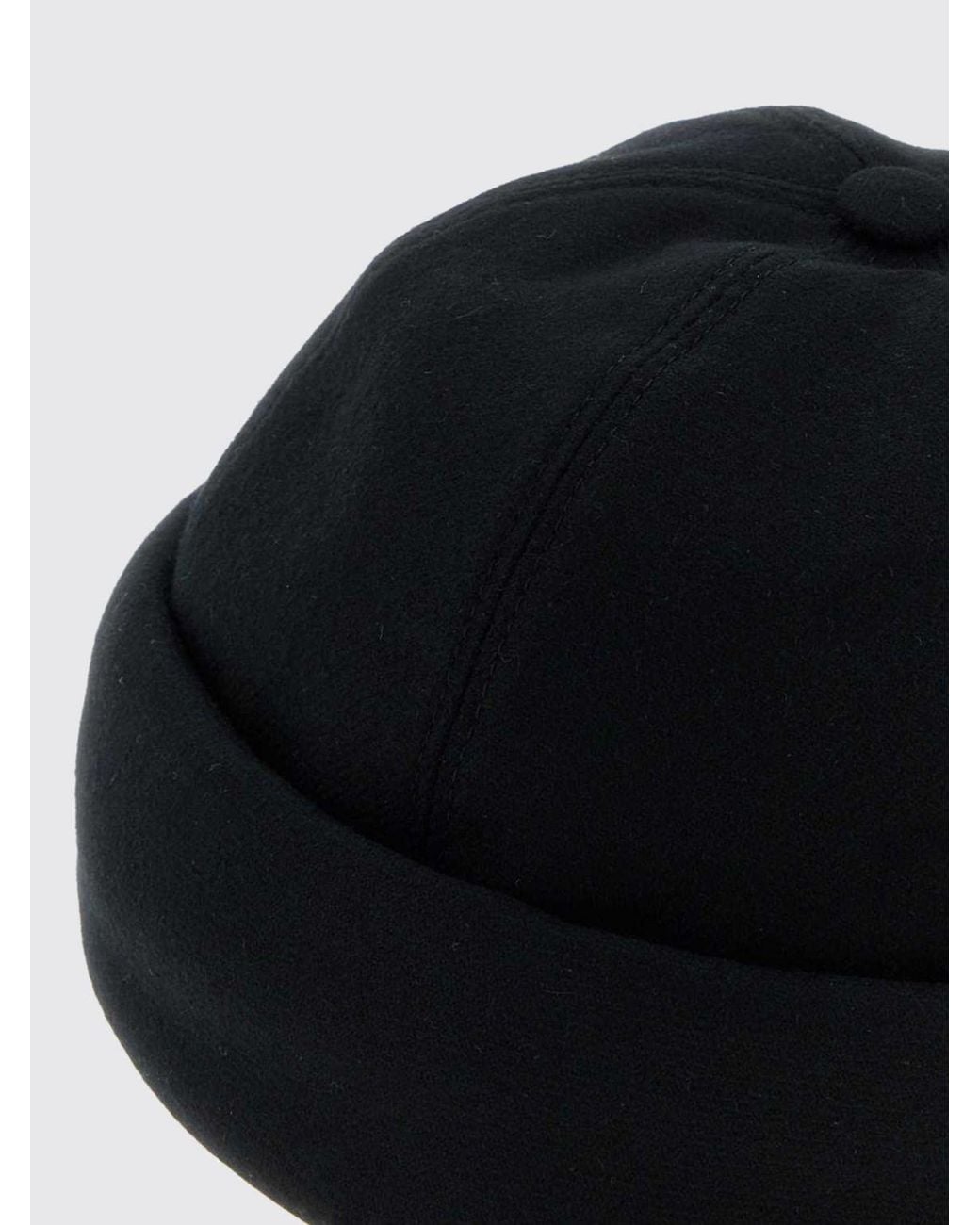 Giorgio Armani Black Cotton-Blend Beanie Hat With Cuffed Brim for men