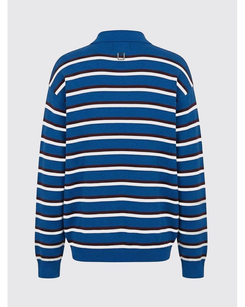 Wooyoungmi Blue Long-Sleeved Knit Polo Shirt for men