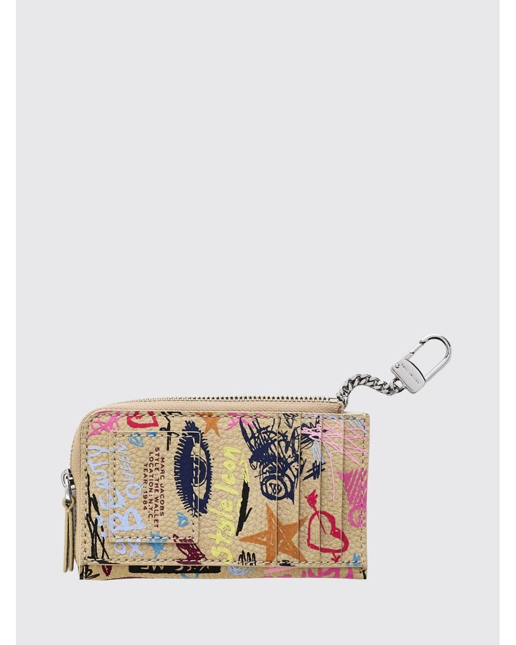Marc Jacobs Natural The Punk Scribble Leather Wallet With Graphic Print