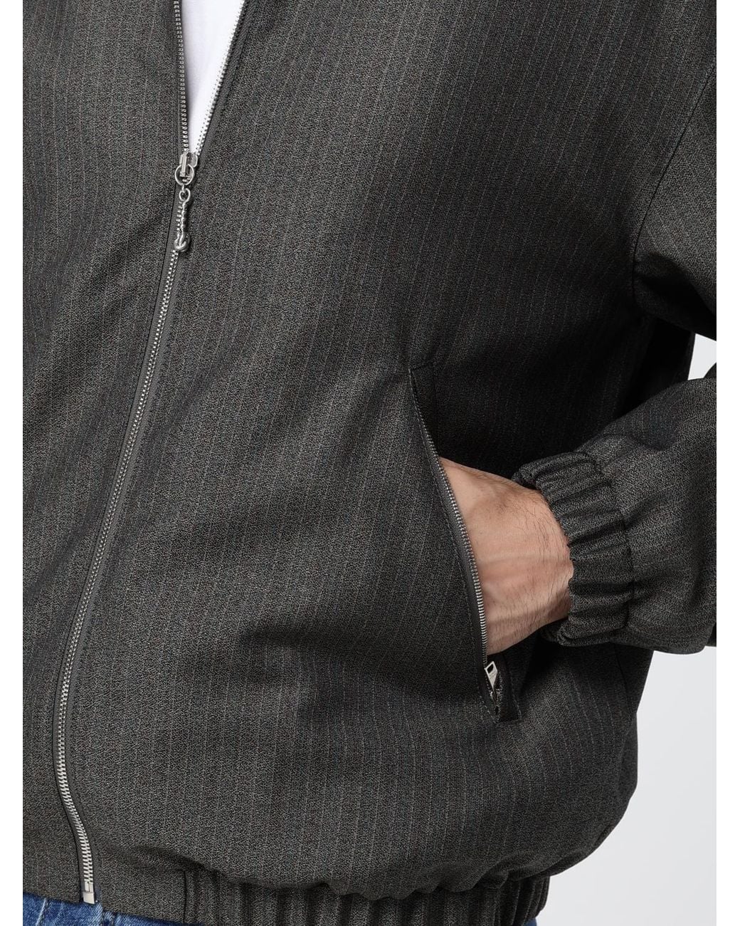 Bottega Veneta Black Wool And Mohair Blend Bomber Jacket With Leather Collar for men