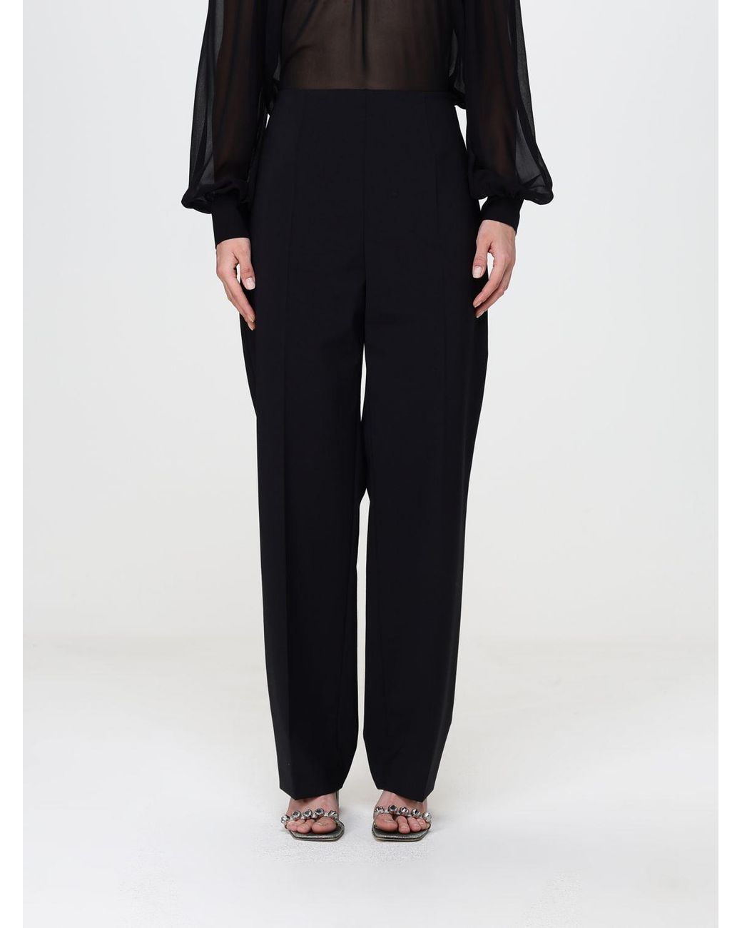 Alberta Ferretti Black High-Waisted Skinny Trousers