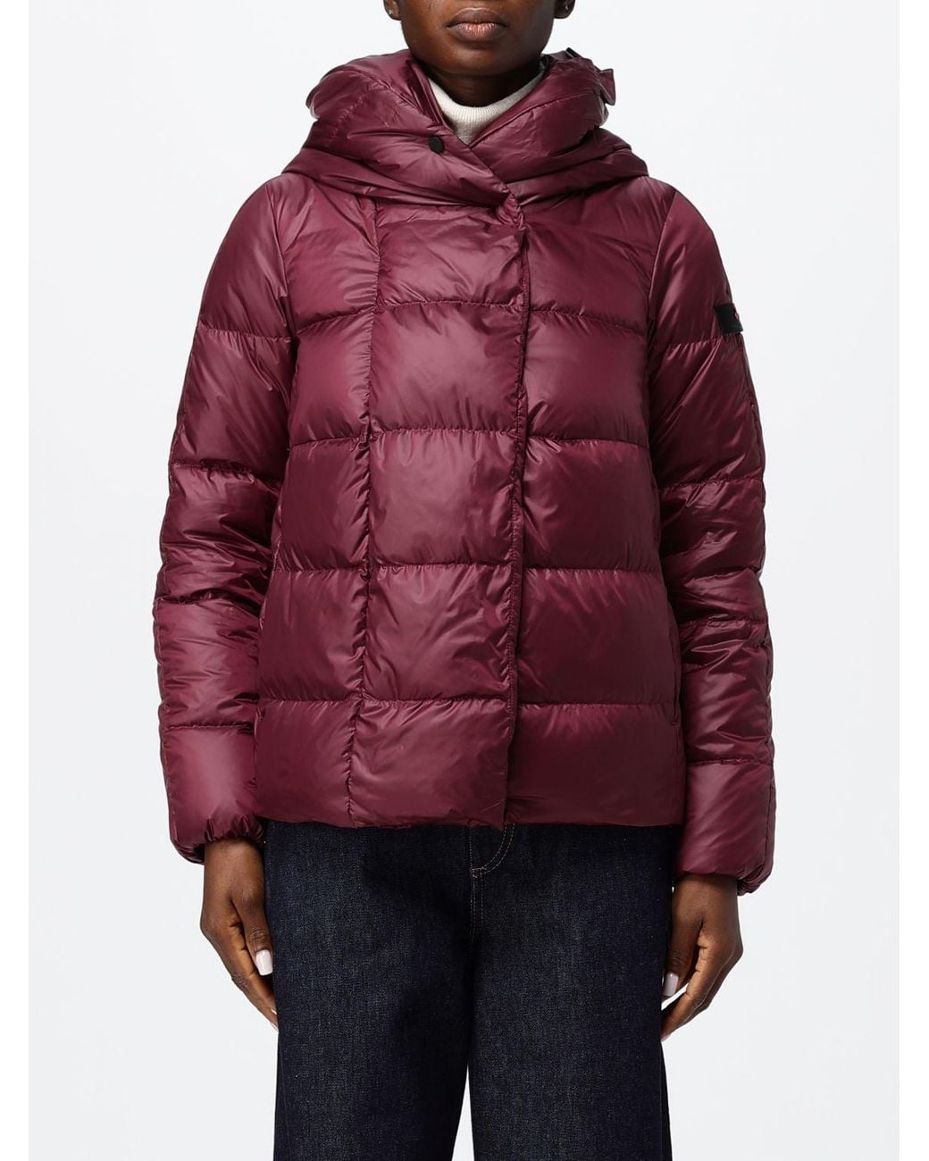 Peuterey Red Short Quilted Nylon Puffer Jacket With A Hood And Water-Repellent Finish
