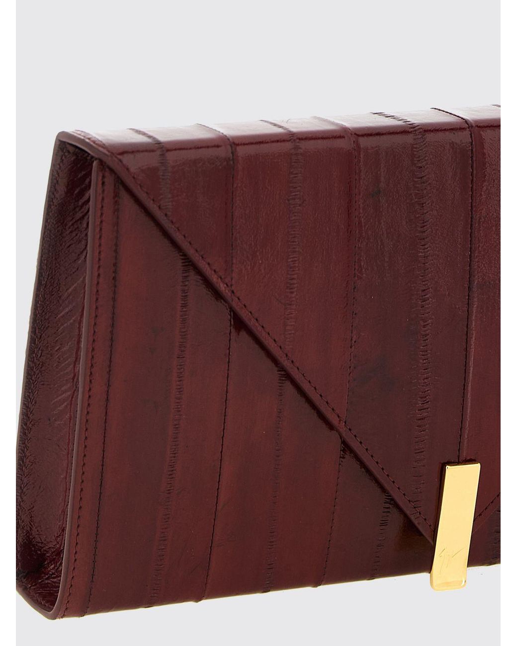 Giuseppe Zanotti Purple Leather Envelope Clutch With Metal Mesh Shoulder Strap