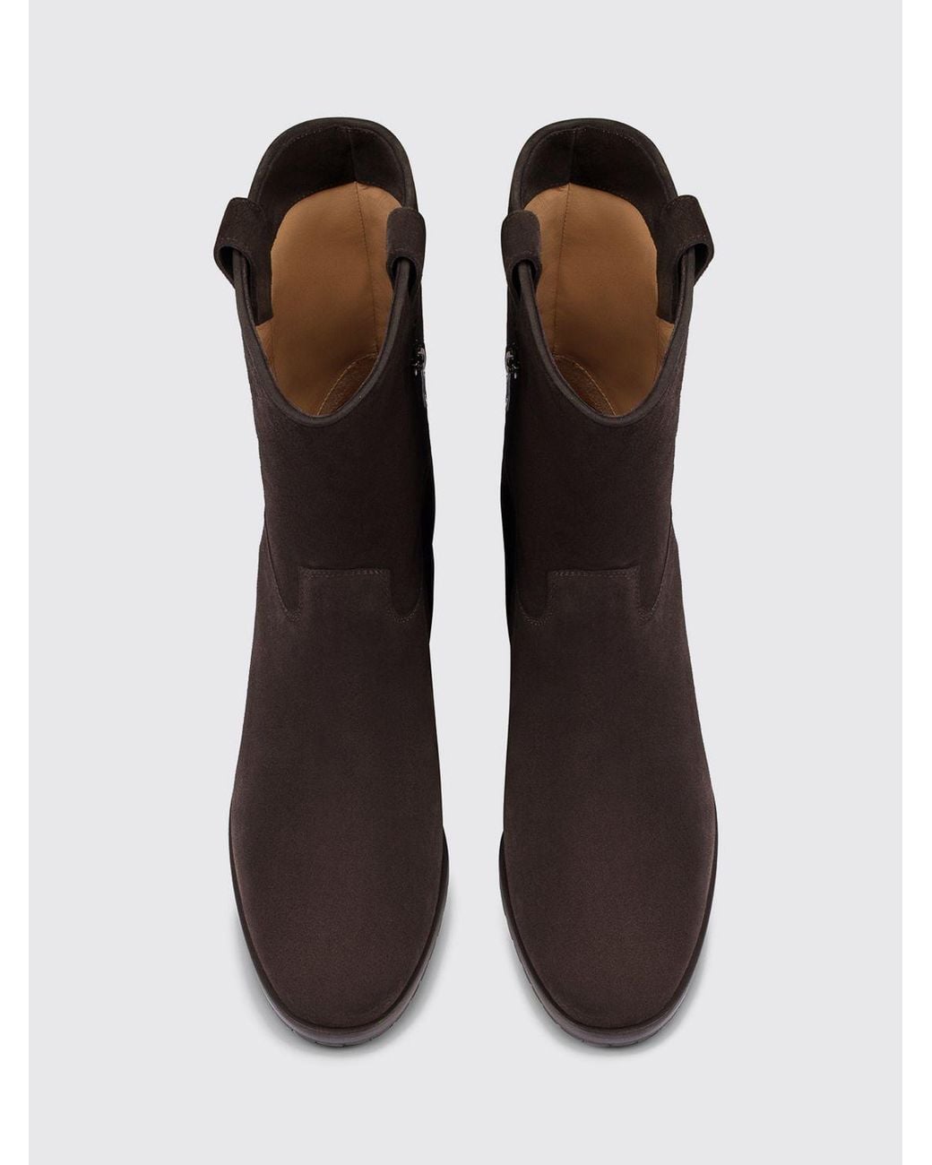 Doucal's Black Suede Texan Boots With Round Toe And Low Heel