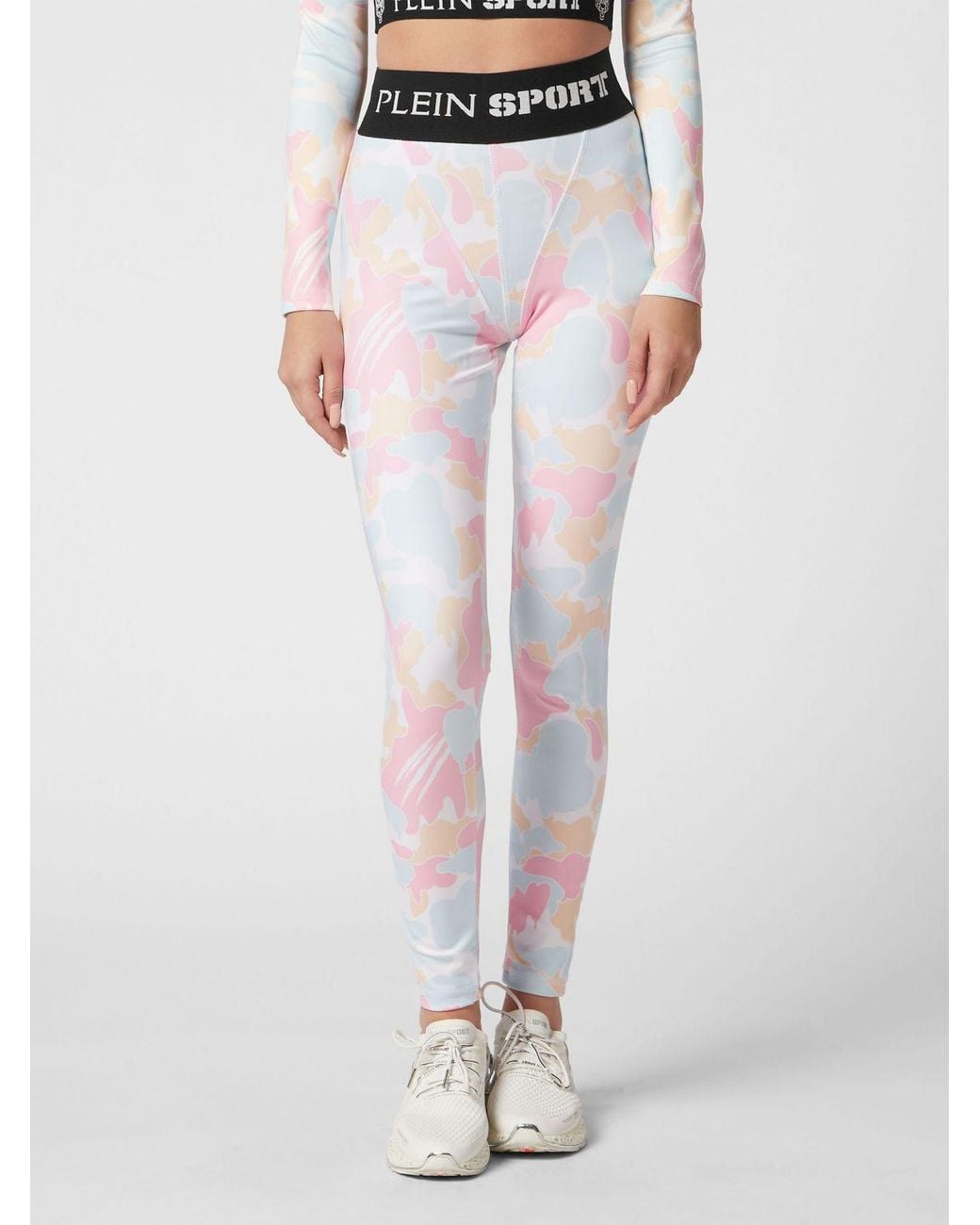 Philipp Plein Blue High-Waisted Camouflage Print Leggings