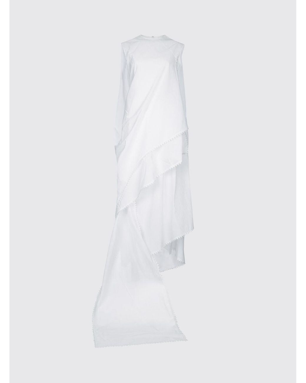 Jacquemus White Asymmetric Cotton Blend Dress