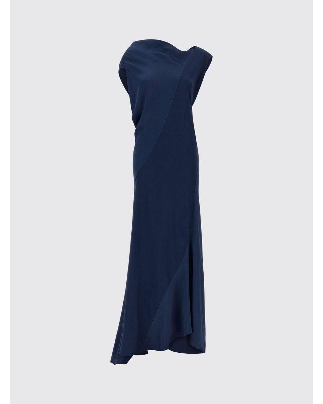 Alberta Ferretti Blue Long Satin Slip Dress For Ceremonies And Events