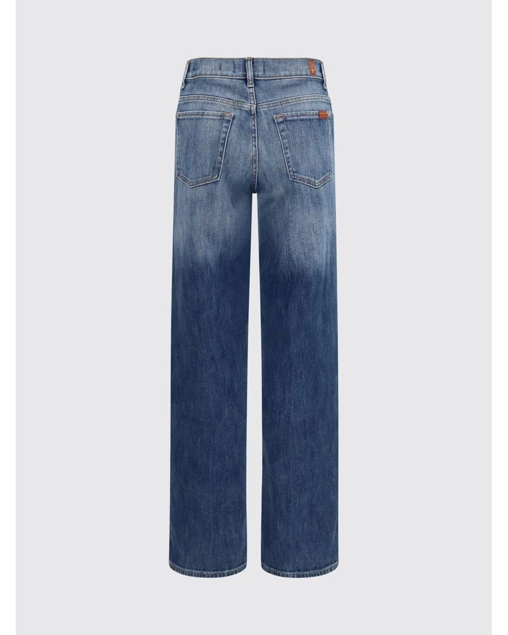 7 For All Mankind Blue Stovepipe High-Waisted Straight Jeans