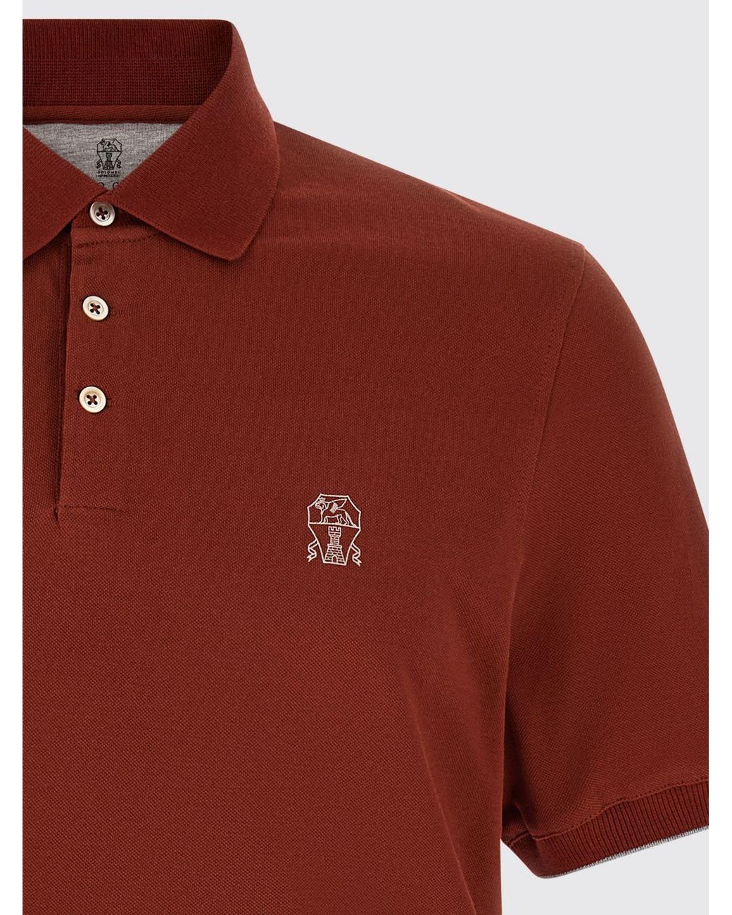 Brunello Cucinelli Short-Sleeved Cotton Polo With Embroidered Logo for men