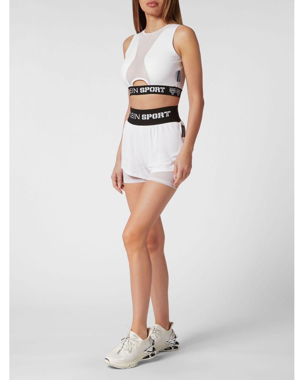 Philipp Plein Blue High-Waisted Technical Stretch Sports Shorts