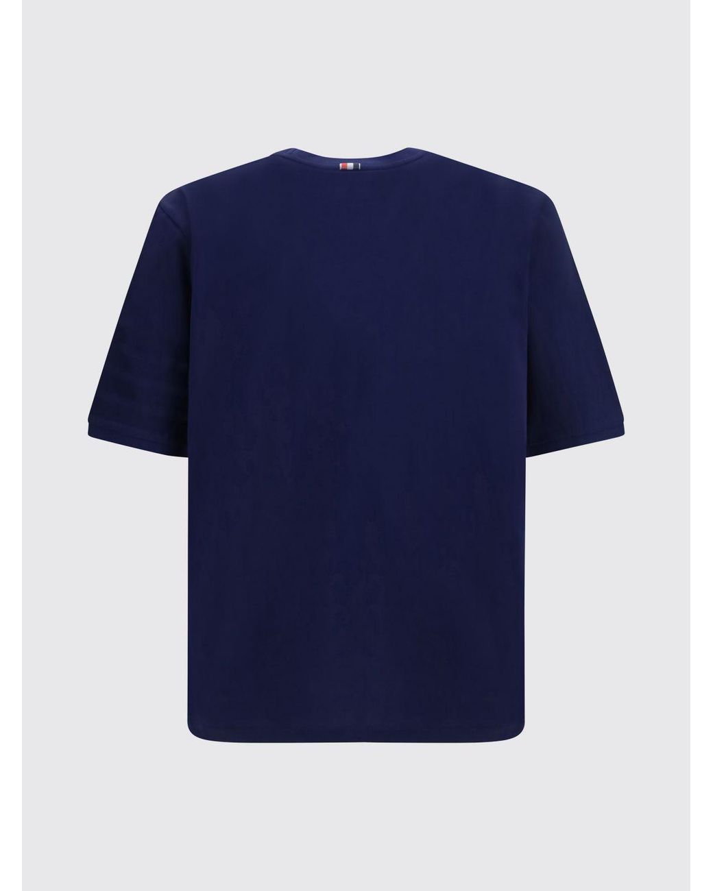 Thom Browne Blue 4-Bar Cotton T-Shirt With Iconic Sleeve Motif for men
