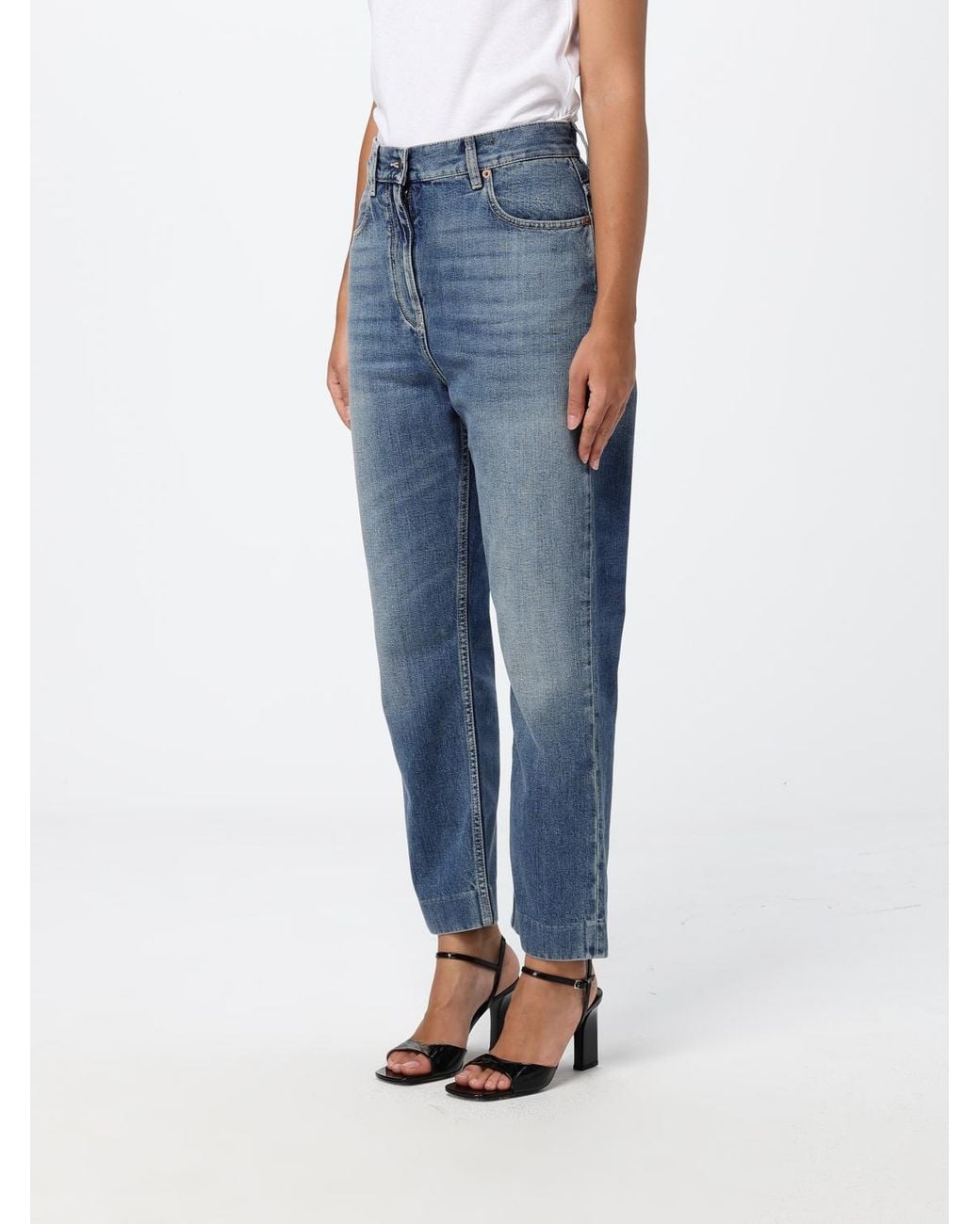 Valentino Garavani Blue High-Waisted Straight-Leg Jeans