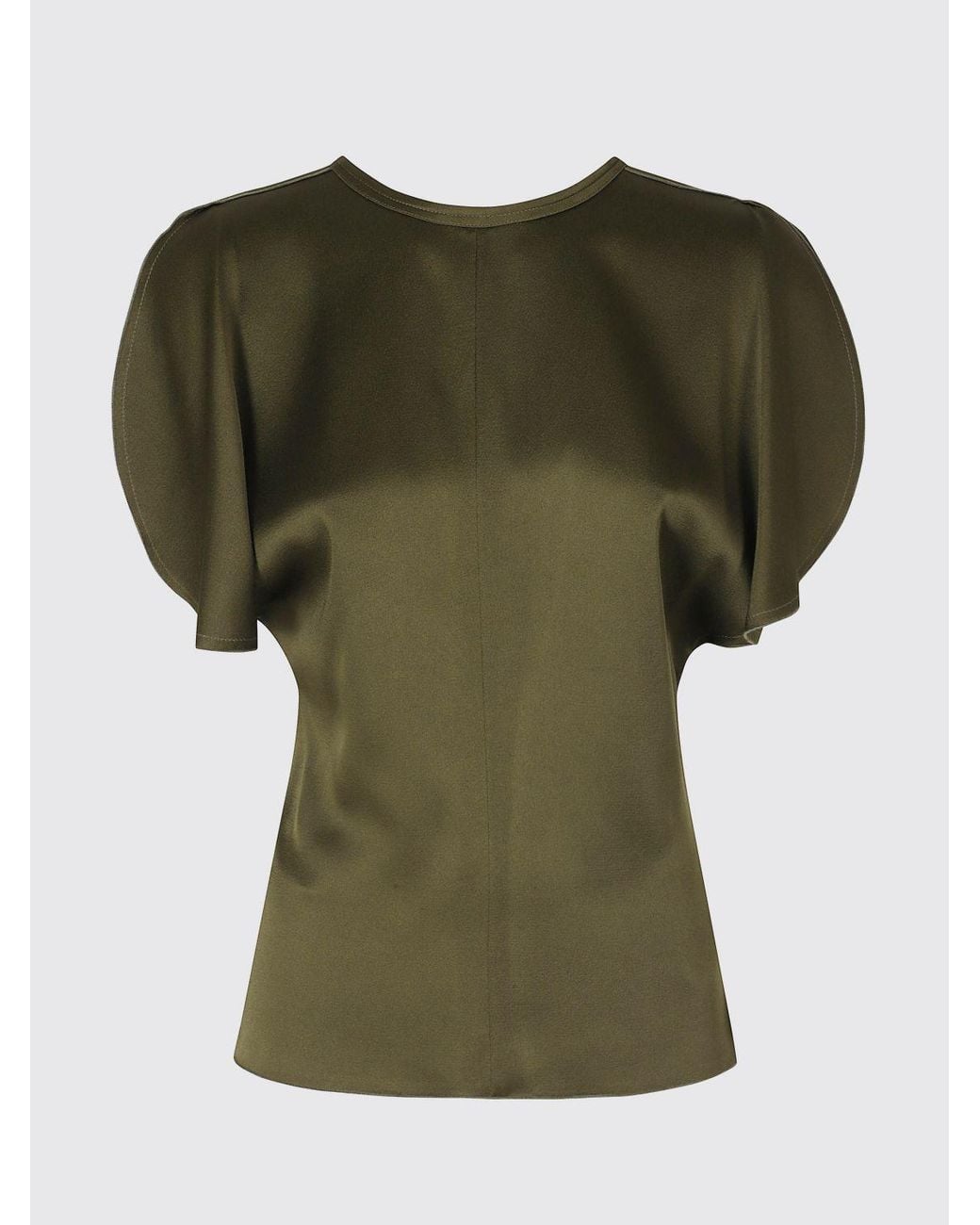 Victoria Beckham Green Bela Satin Crew Neck Top