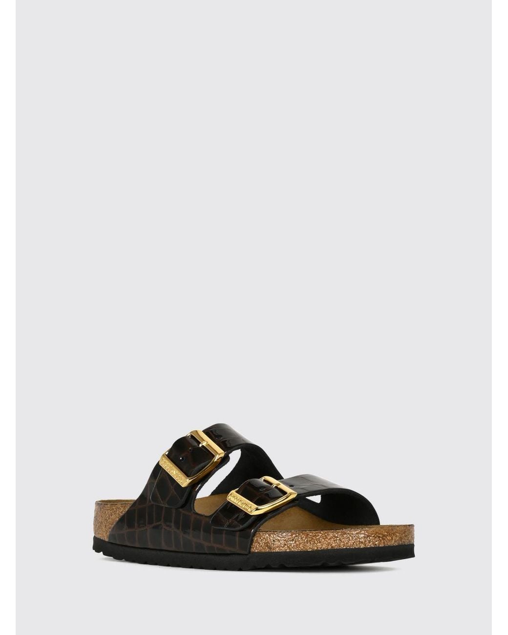 Birkenstock Black Arizona Croc-Effect Leather Sandals