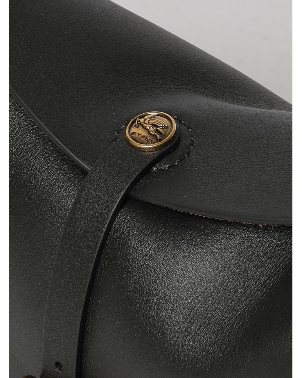 Etro Black Smooth Calfskin Crossbody Bag With Rounded Shape