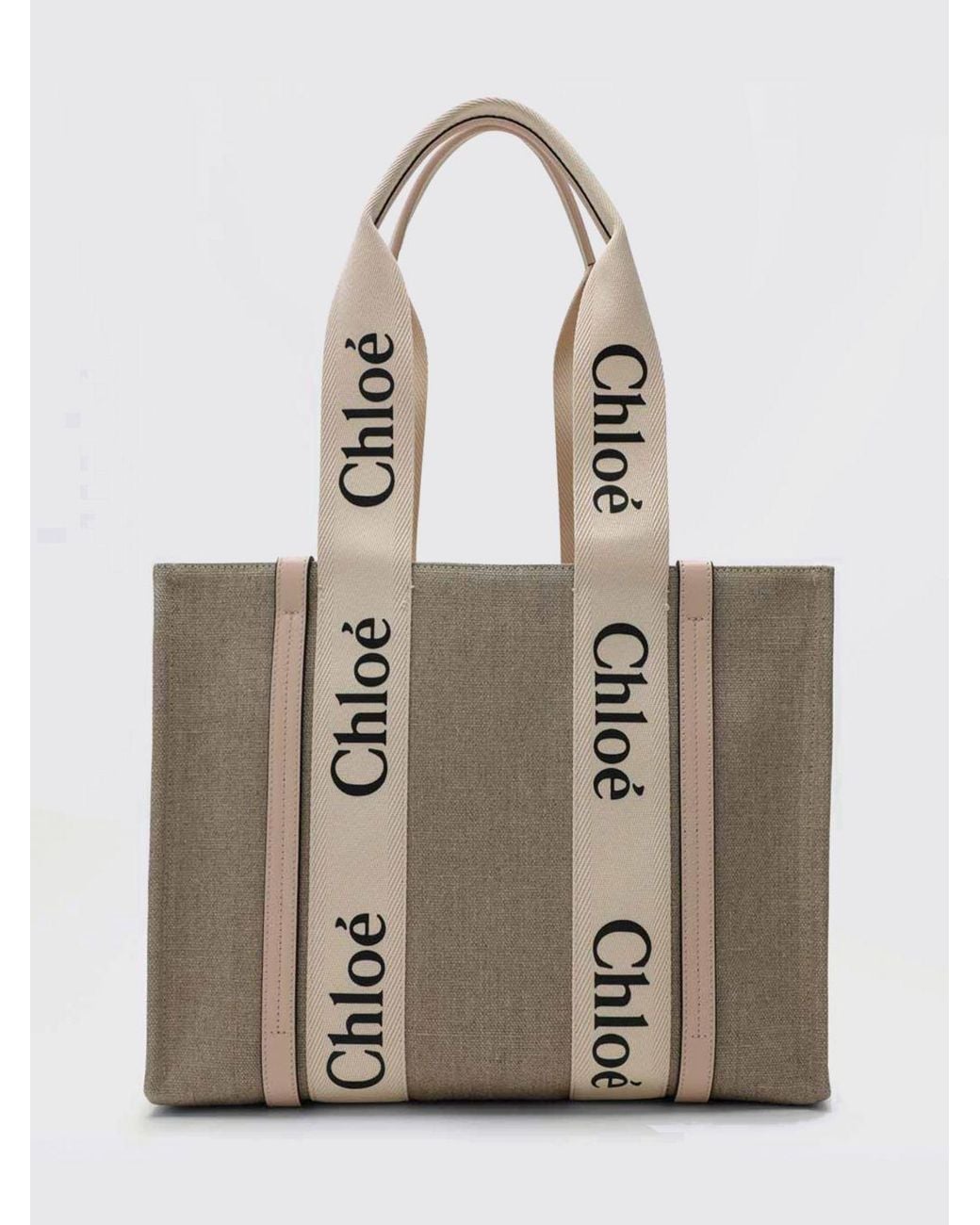 Chloé Natural ChloÉ Woody Medium Cotton Canvas Bag