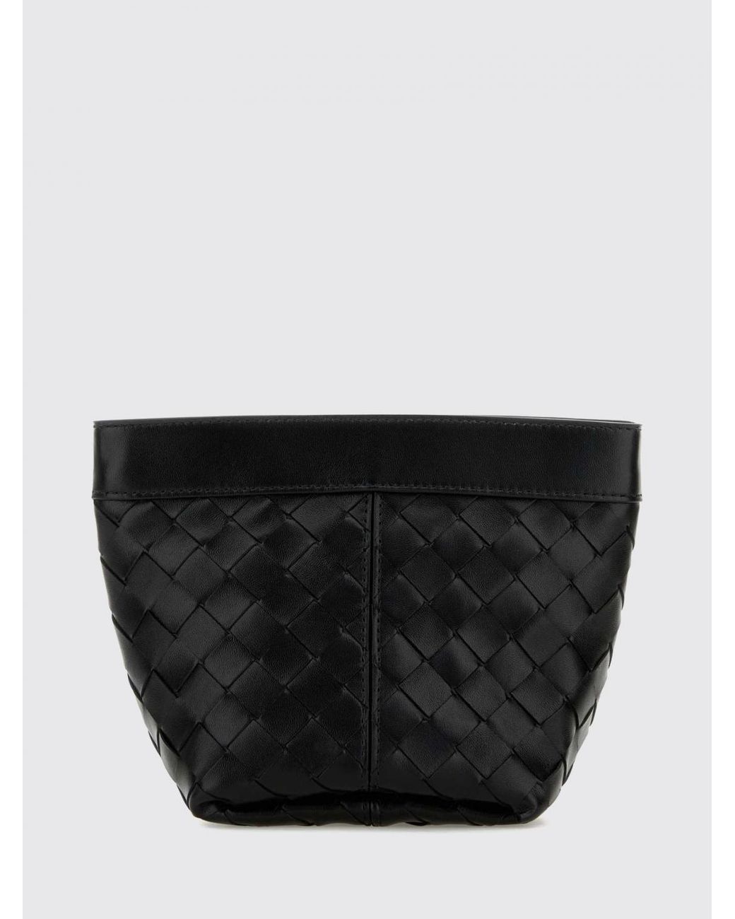 Bottega Veneta Black Flap Intrecciato Calfskin Mini Bag With Zip Closure