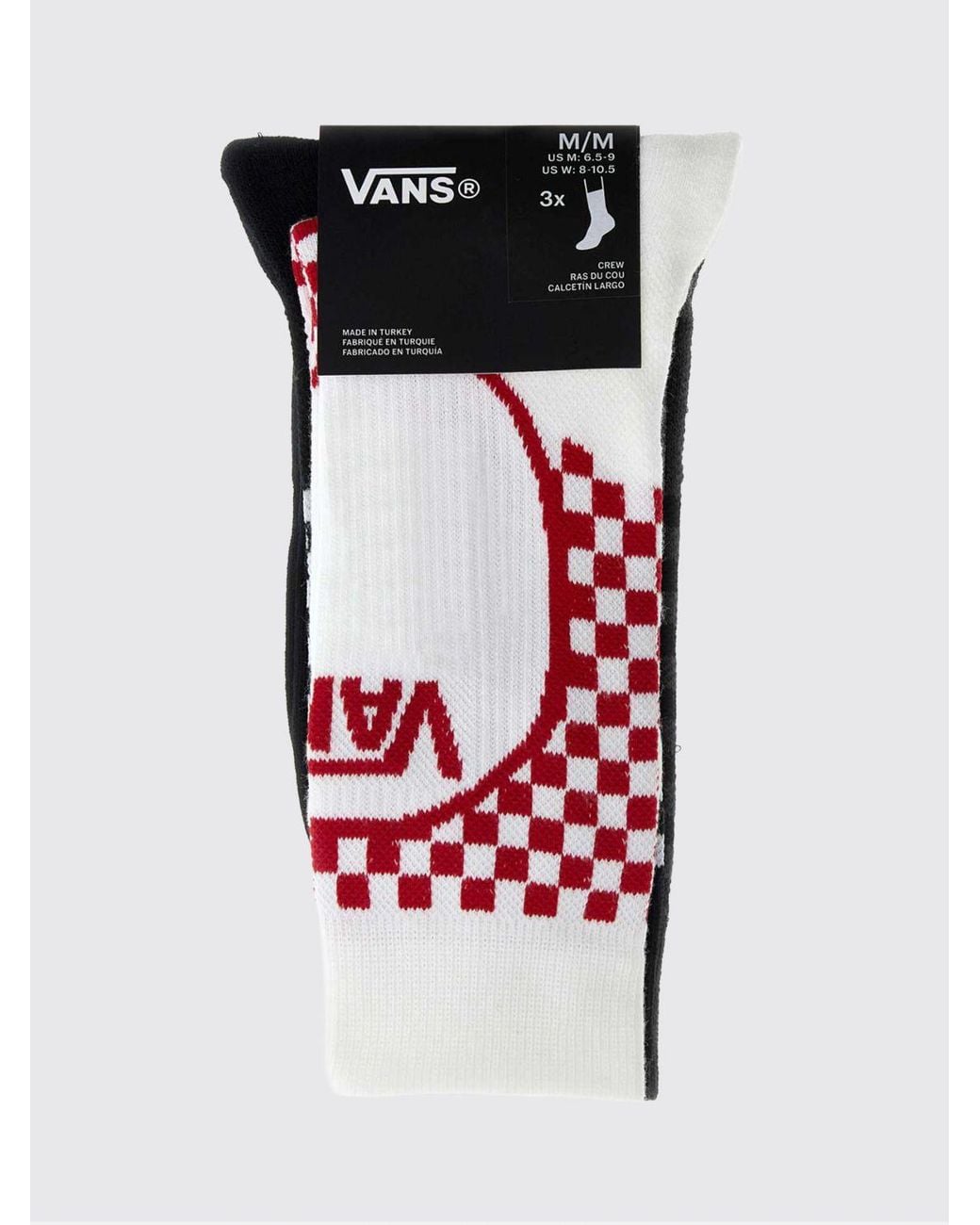 Vans Red Set Of 3 Pairs Of Checkerboard Socks With Jacquard Logo for men