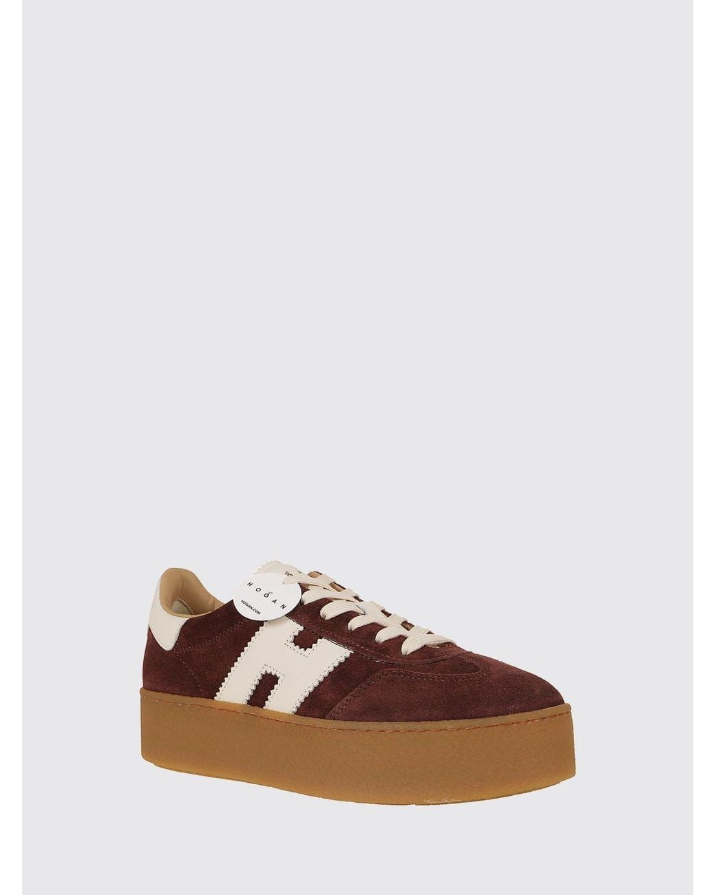 Hogan Brown Burgundy Suede Platform H681 Sneakers