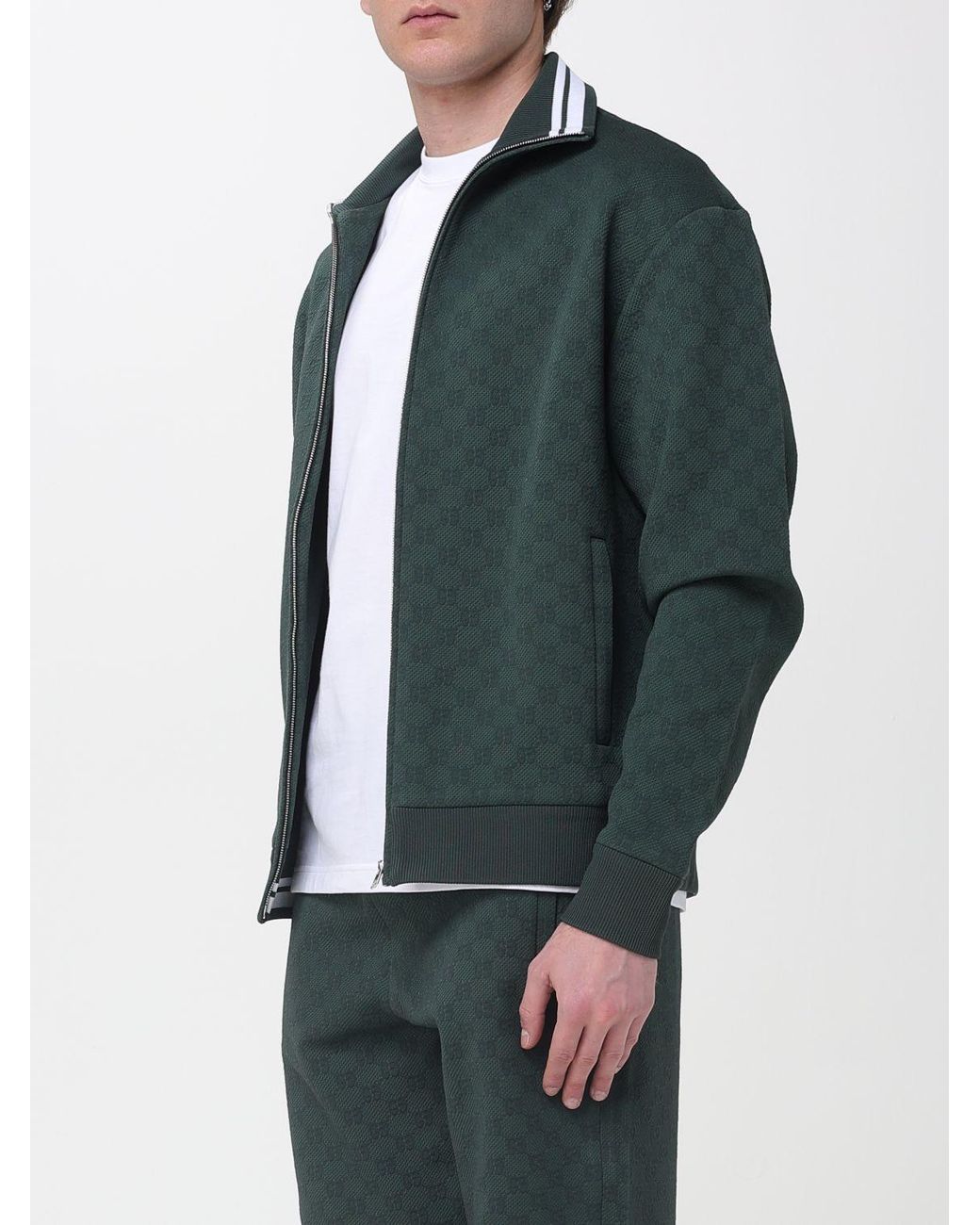 Gucci Green Jersey Zip Sweatshirt for men