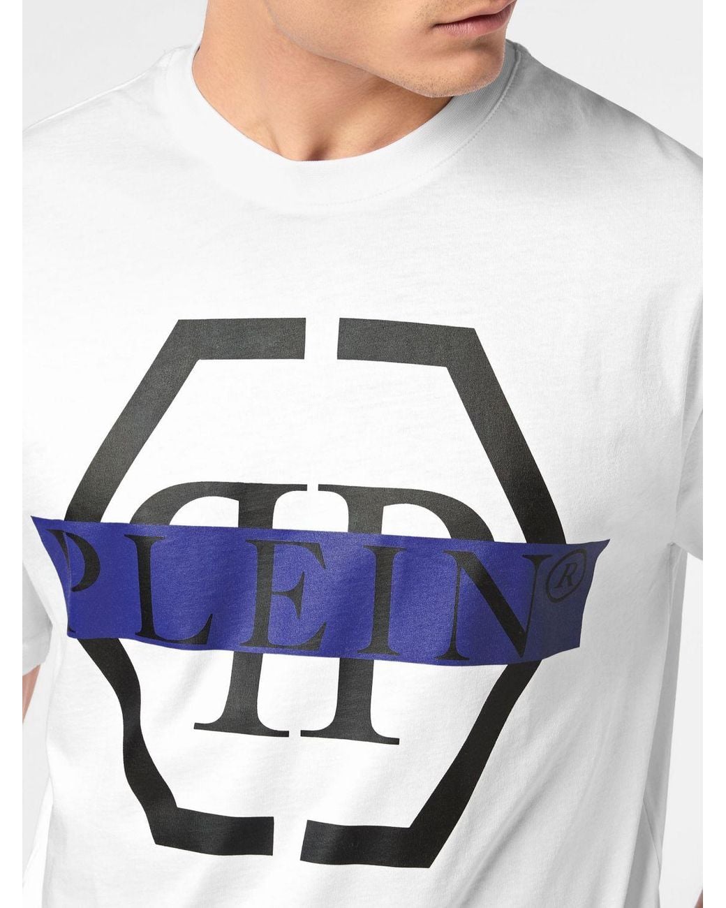 Philipp Plein Gray Slim Fit Hexagon Logo Monogram Cotton T-Shirt for men