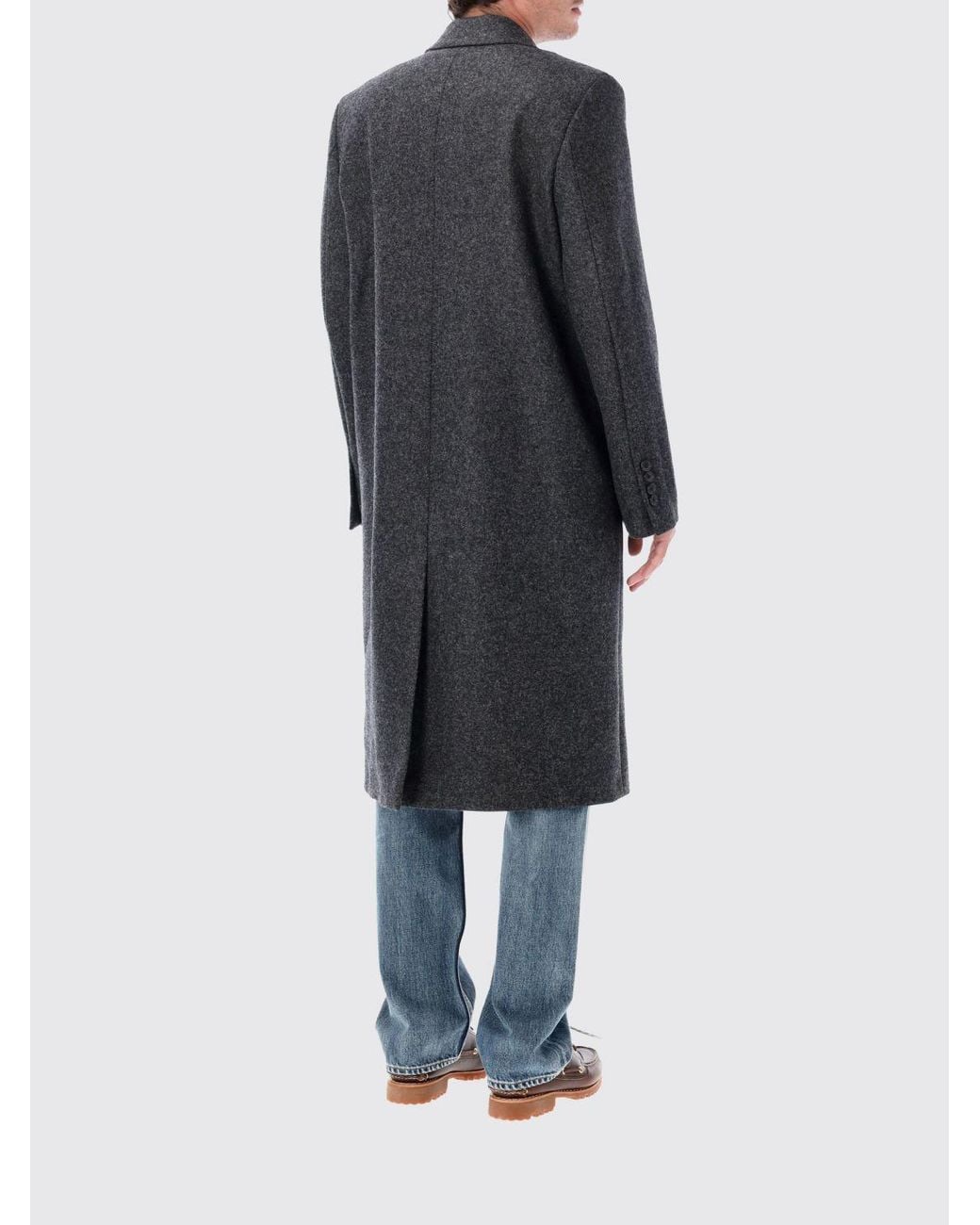 J.W. Anderson Black Long Double-Breasted Wool Coat With Peak Lapels for men