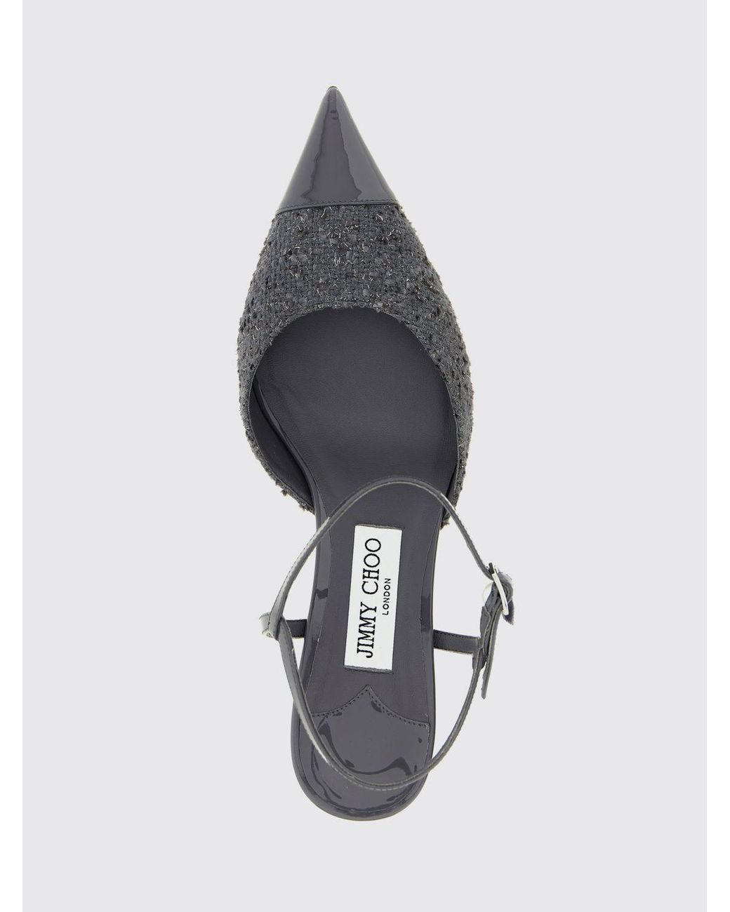 Jimmy Choo White Aren Tweed And Patent Leather Slingback