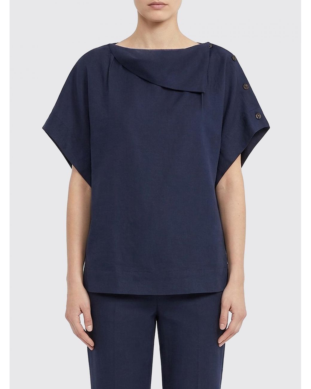 Soeur Blue Cotton And Linen T-Shirt