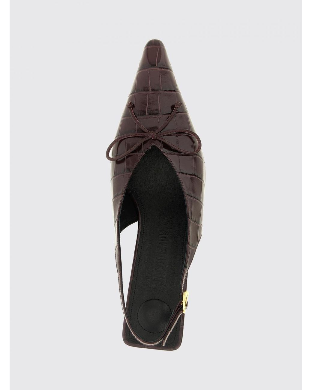 Jacquemus White The Cubisto Croc-Effect Leather Slingback Pumps With Bow