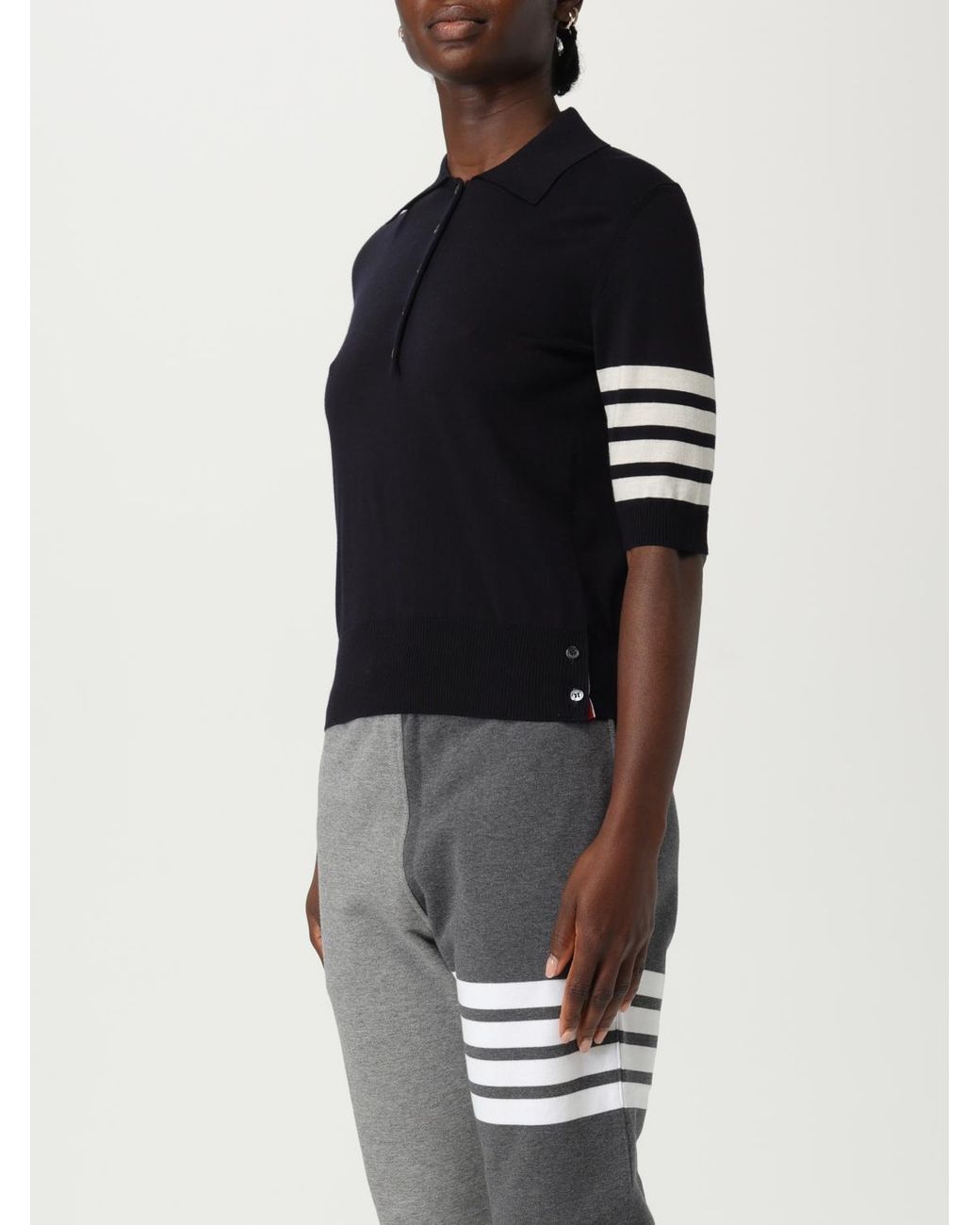 Thom Browne Black Wool Polo Shirt