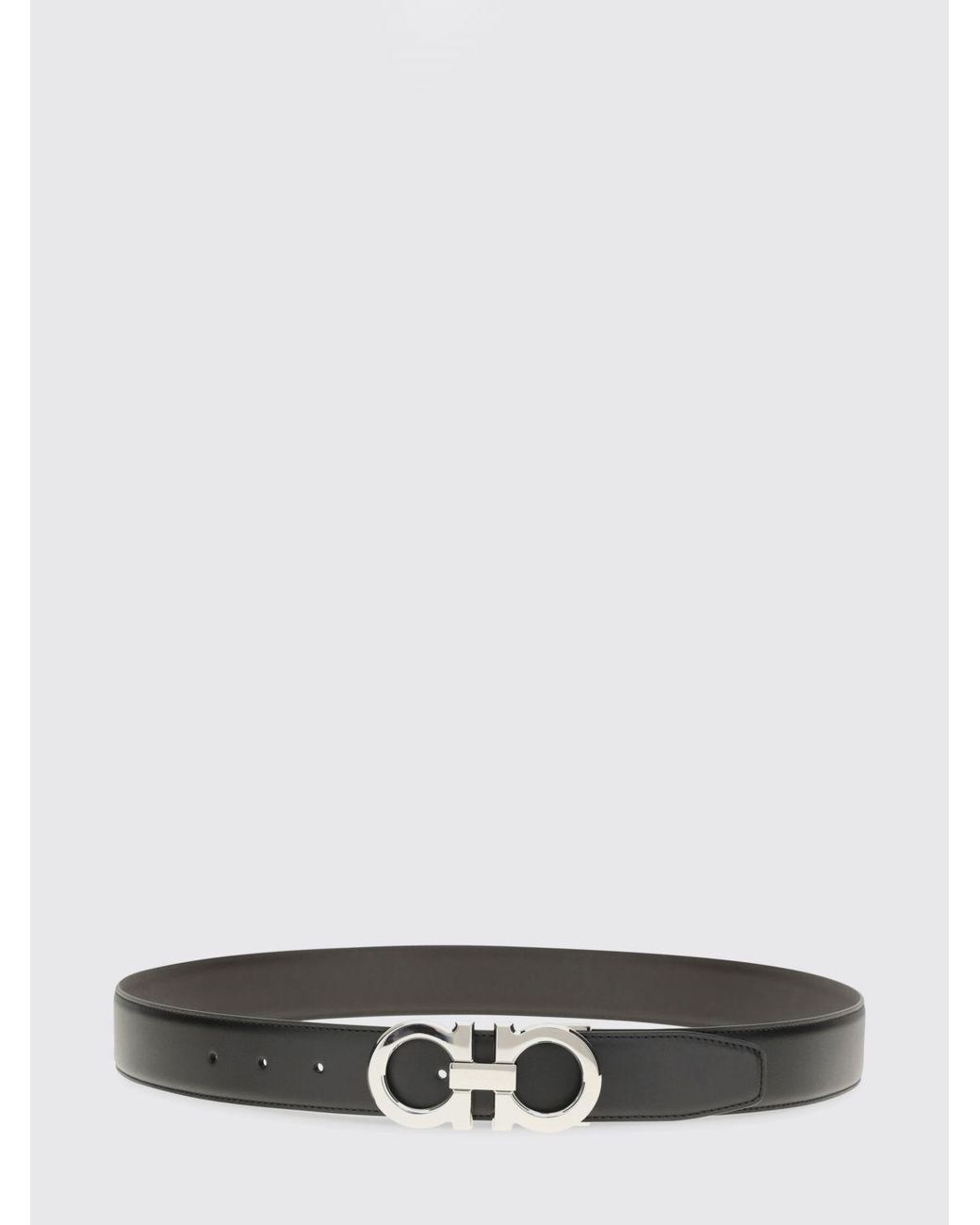 Ferragamo White Gancini Calfskin Leather Belt for men