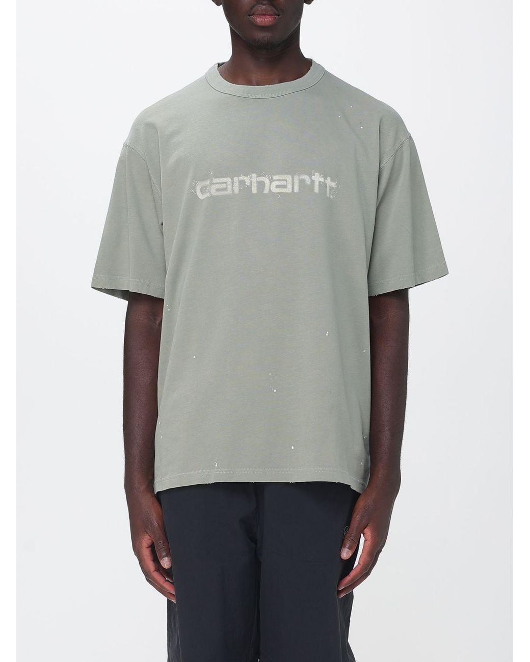 Carhartt Gray Printed Logo Organic Cotton Crewneck T-Shirt for men