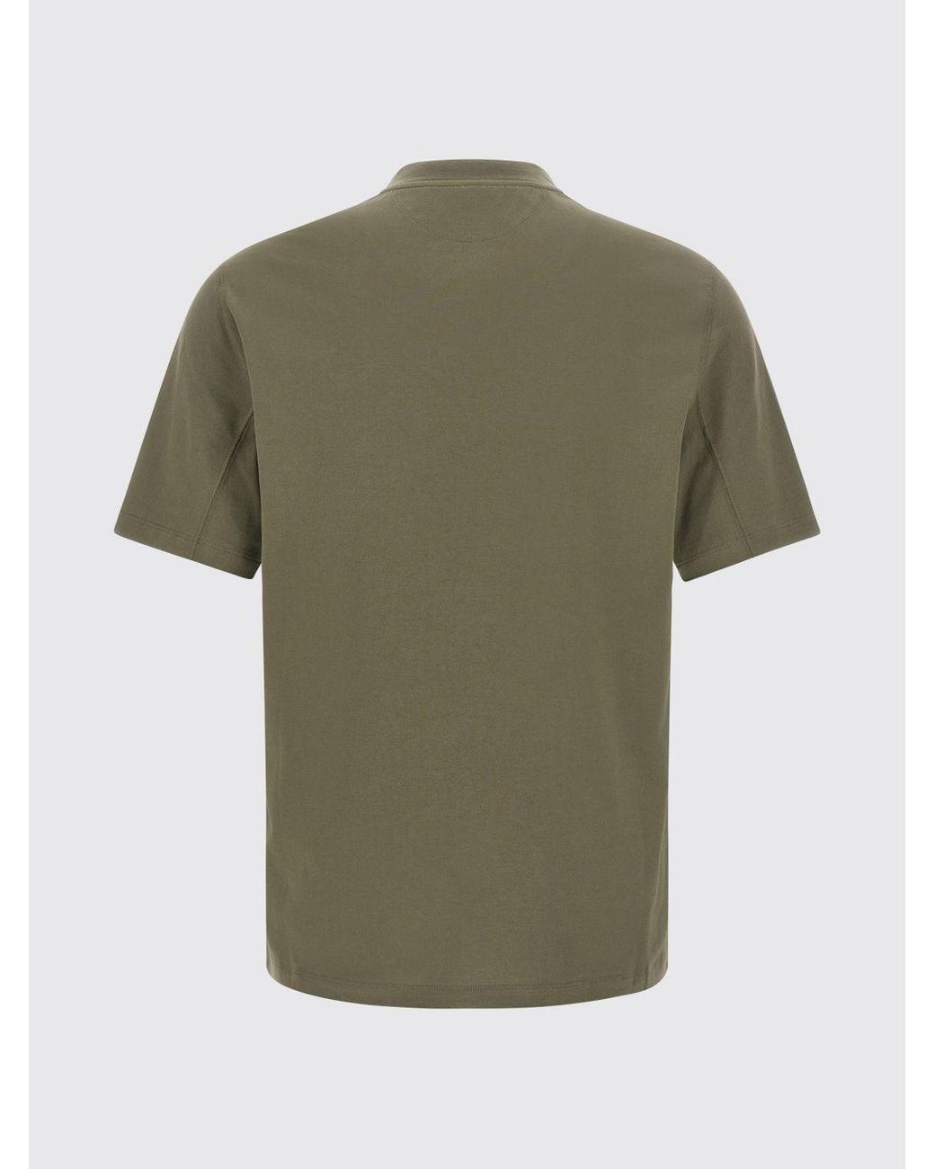 Brunello Cucinelli Green Cotton Crew-Neck T-Shirt With Contrast Logo for men