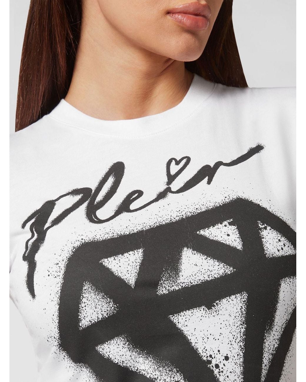 Philipp Plein White Slim Fit Stretch Cotton T-Shirt With Graphic Logo Print