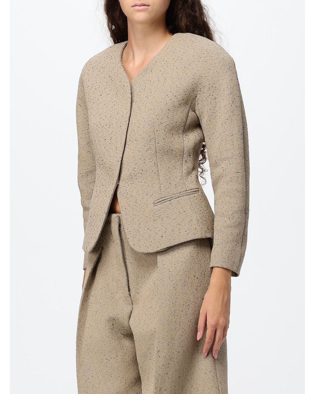 Jacquemus Natural Cropped Single-Breasted Wool And Cotton-Blend Blazer