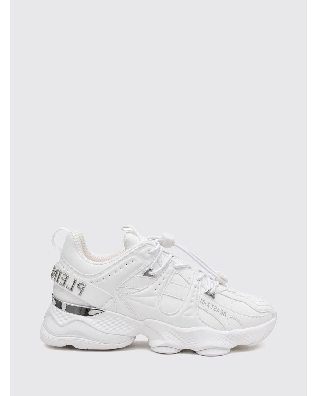 Philipp Plein White Runner Beast X-01 Low-Top Trainers With Drawstring Closure for men