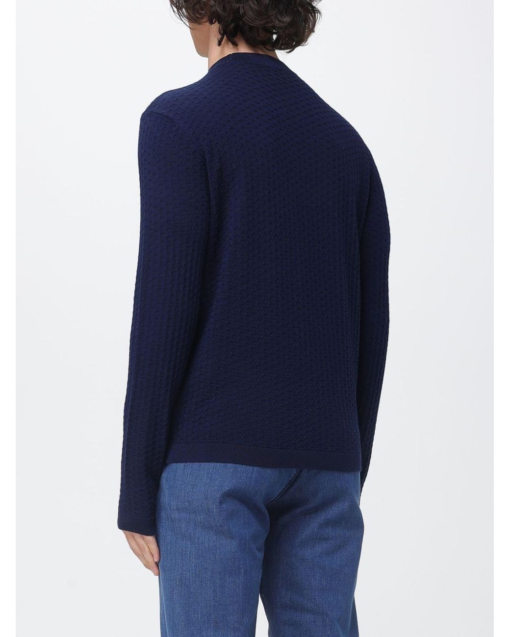 Emporio Armani Blue Basic Crew-Neck Jumper for men