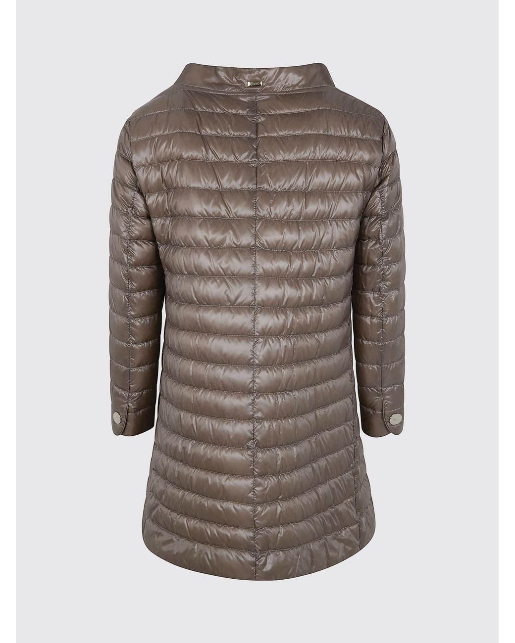 Herno Brown Rossella Ultra-Light Nylon Short Down Jacket With Mandarin Collar