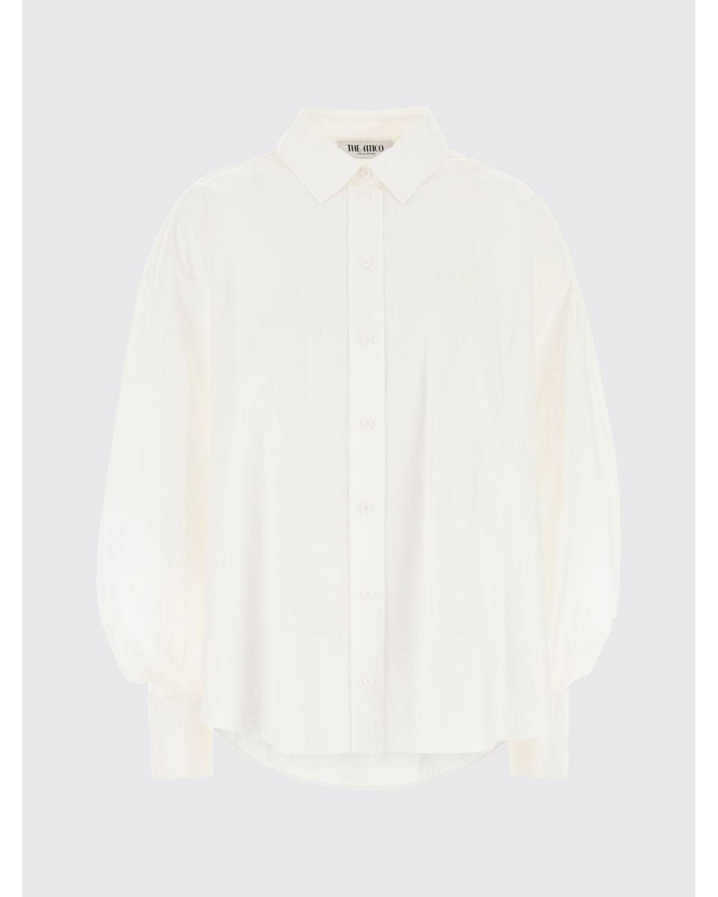 The Attico White Relaxed Fit Cotton Shirt With Balloon Sleeves