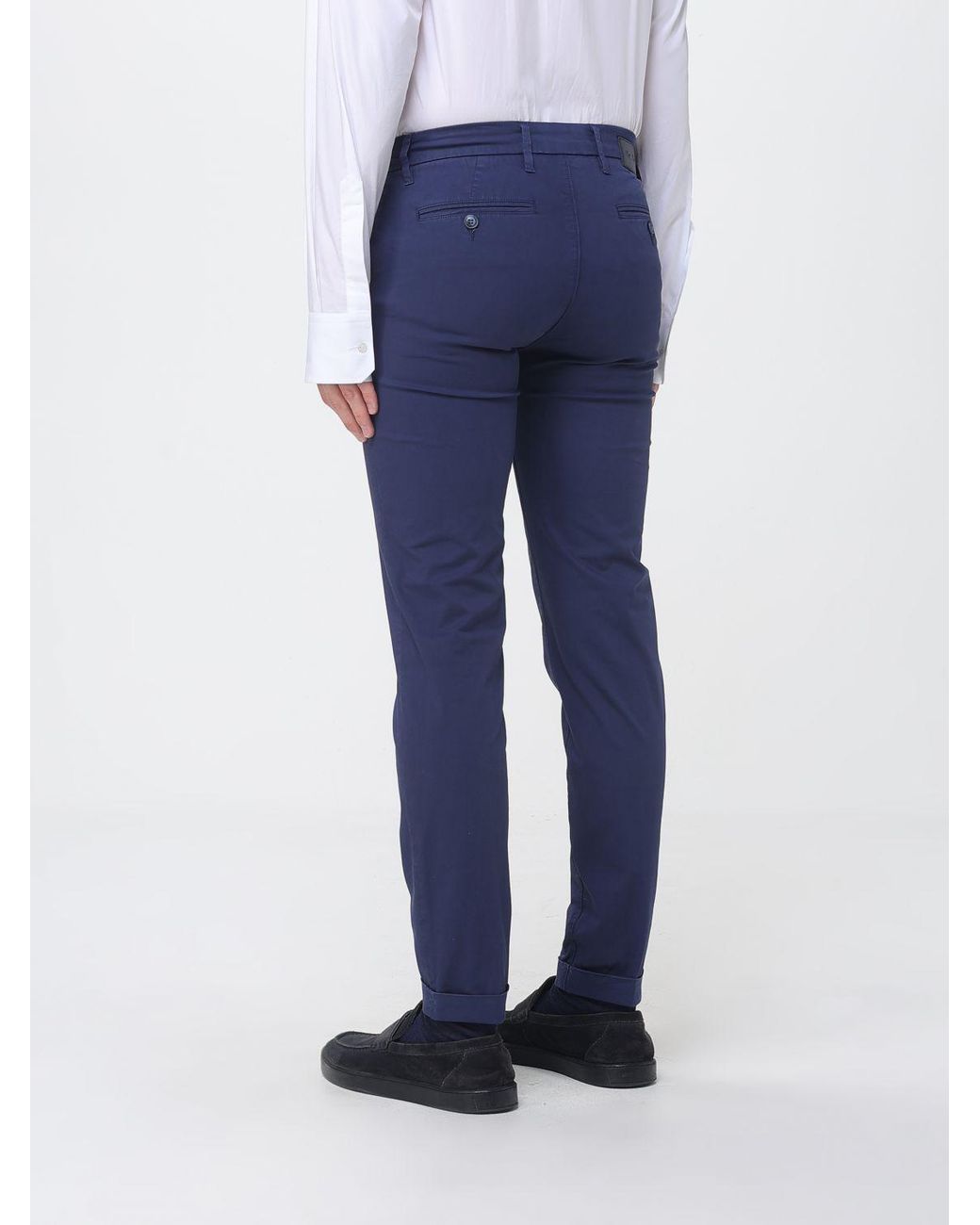 Re-hash Blue Stretch Cotton Chino Trousers for men