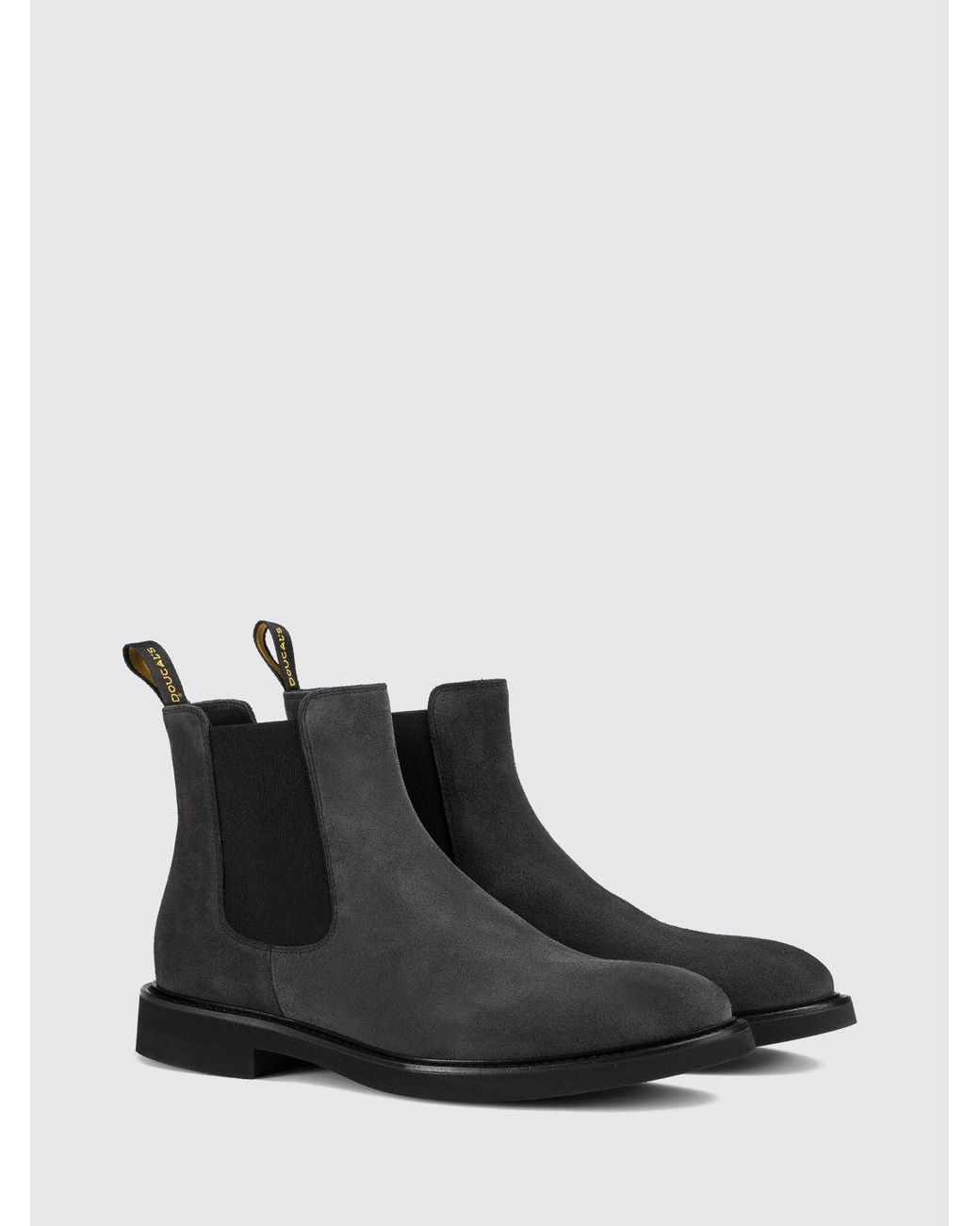 Doucal's Black Suede Chelsea Boots With Rear Pull Tab for men