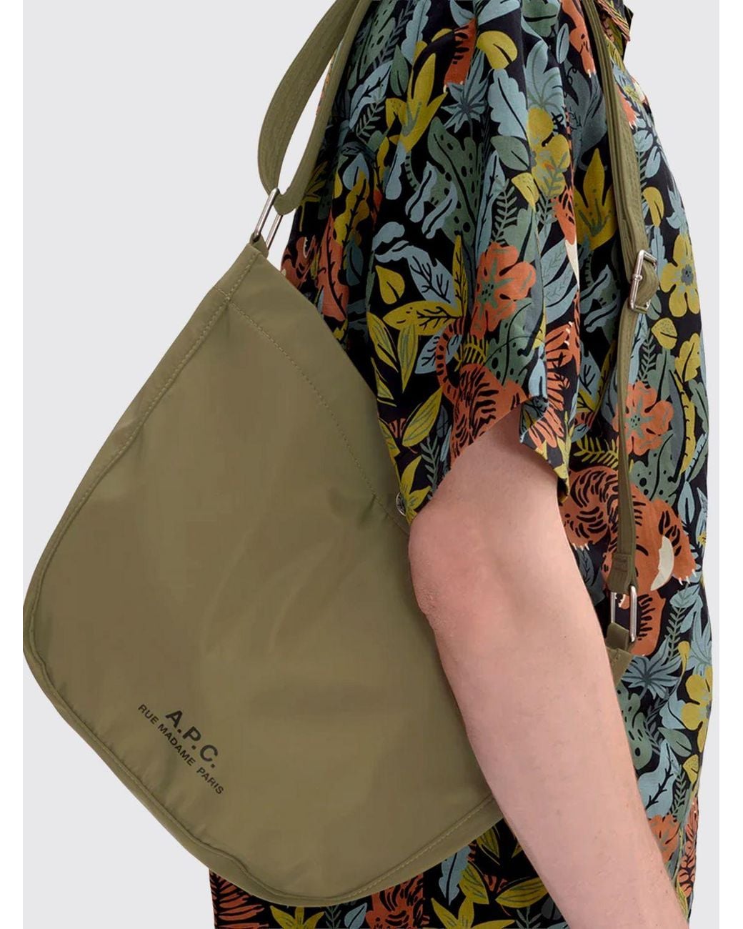 A.P.C. Green The Journal Polyester Shoulder Bag With Contrasting Logo for men